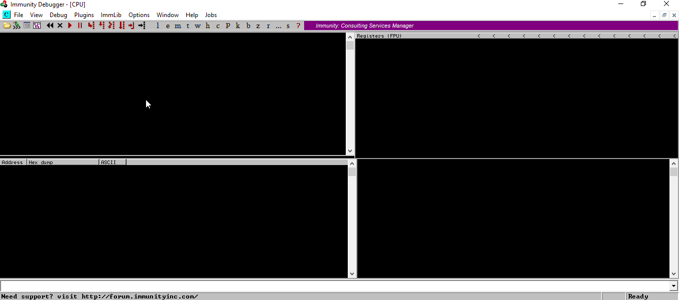 Opening app in Immunity Debugger
